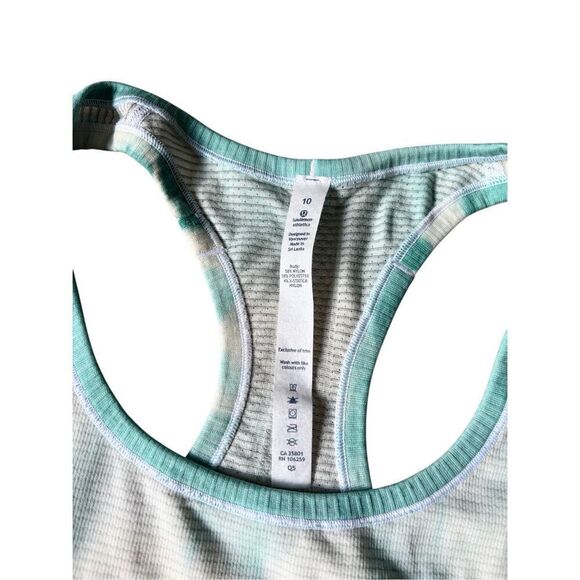 Lululemon Swiftly Tech Racerback Tank Top Sz 10 Tranquil Blue White Tie Dye - Picture 5 of 8